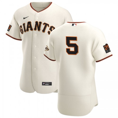 San Francisco San Francisco Giants #5 Mike Yastrzemski Men's Cream Home 2020 Authentic 20 at 24 Patch Player Jersey Men's