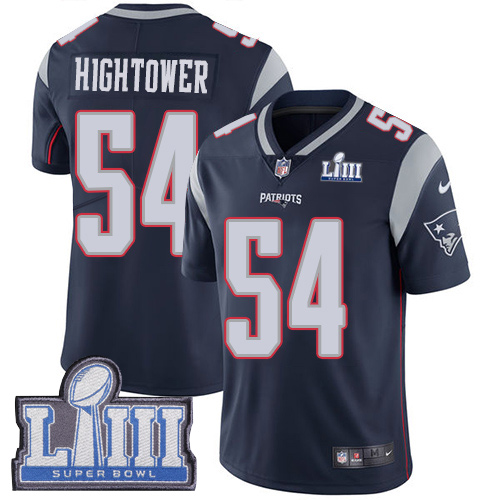 New England Patriots #54 Dont'a Hightower Navy Blue Team Color Super Bowl LIII Bound Youth Stitched Vapor Untouchable Limited Jersey Youth