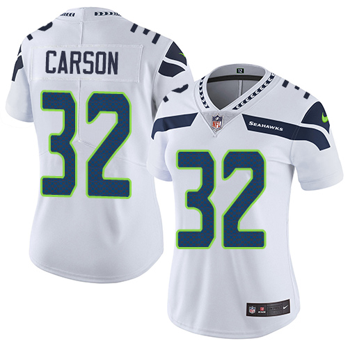Seattle Seahawks #32 Chris Carson White Women's Stitched Vapor Untouchable Limited Jersey Womens
