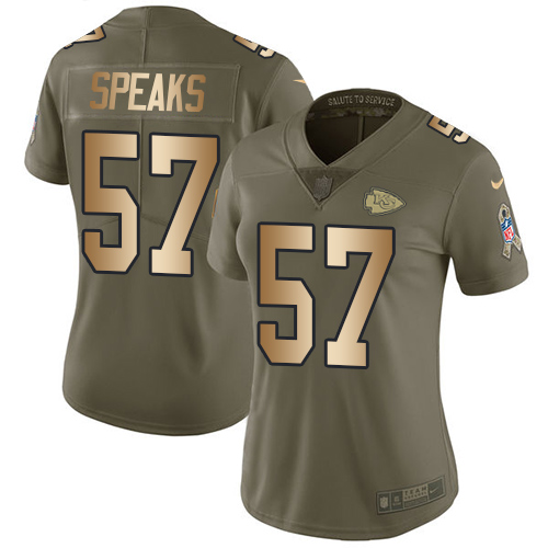 Kansas City Chiefs #57 Breeland Speaks Olive/Gold Women's Stitched Limited 2017 Salute to Service Jersey Womens