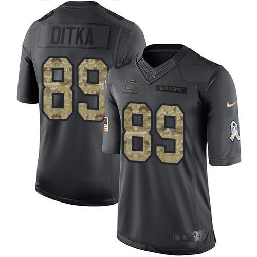 Bears #89 Mike Ditka Black Men's Stitched Limited 2016 Salute To Service Jersey