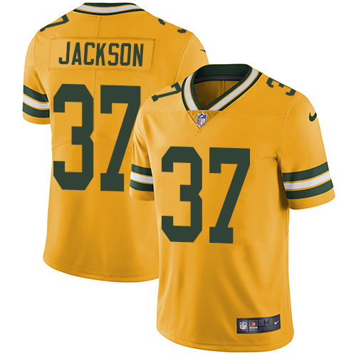 Green Bay Packers #37 Josh Jackson Yellow Youth Stitched Limited Rush Jersey Youth