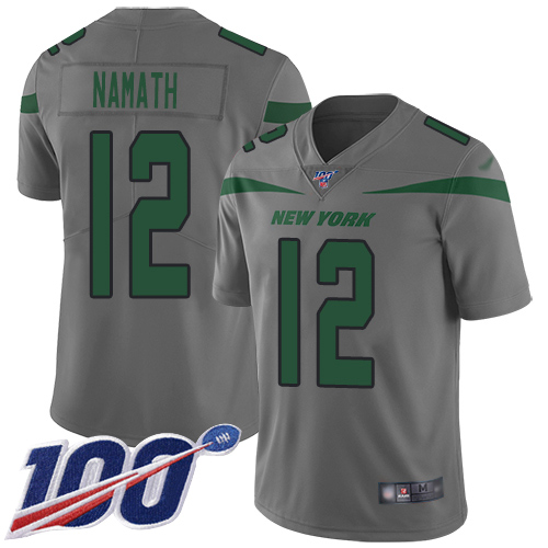 Jets #12 Joe Namath Gray Men's Stitched Limited Inverted Legend 100th Season Jersey
