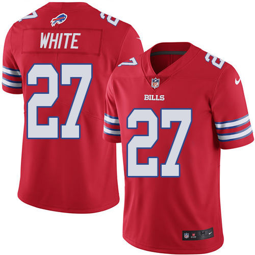 Bills #27 Tre'Davious White Red Youth Stitched Limited Rush Jersey