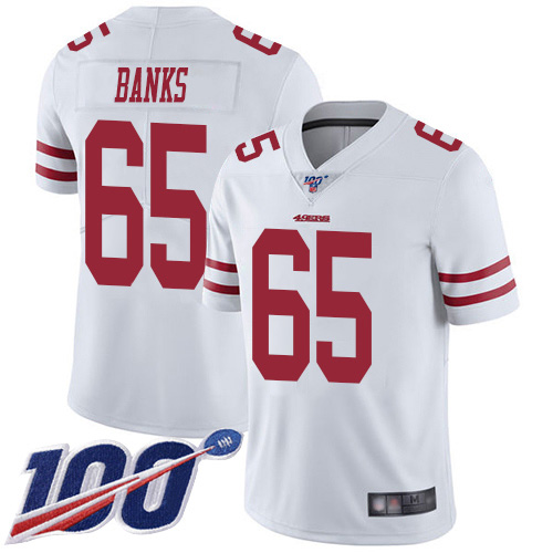 San Francisco 49ers #65 Aaron Banks White Men's Stitched 100th Season Vapor Limited Jersey Men's