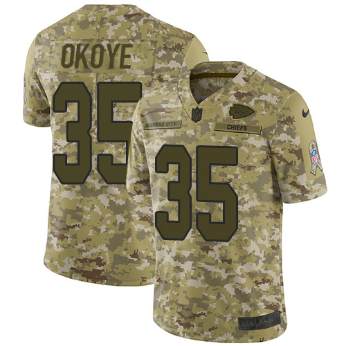 Kansas City Chiefs #35 Christian Okoye Camo Men's Stitched Limited 2018 Salute To Service Jersey Men's