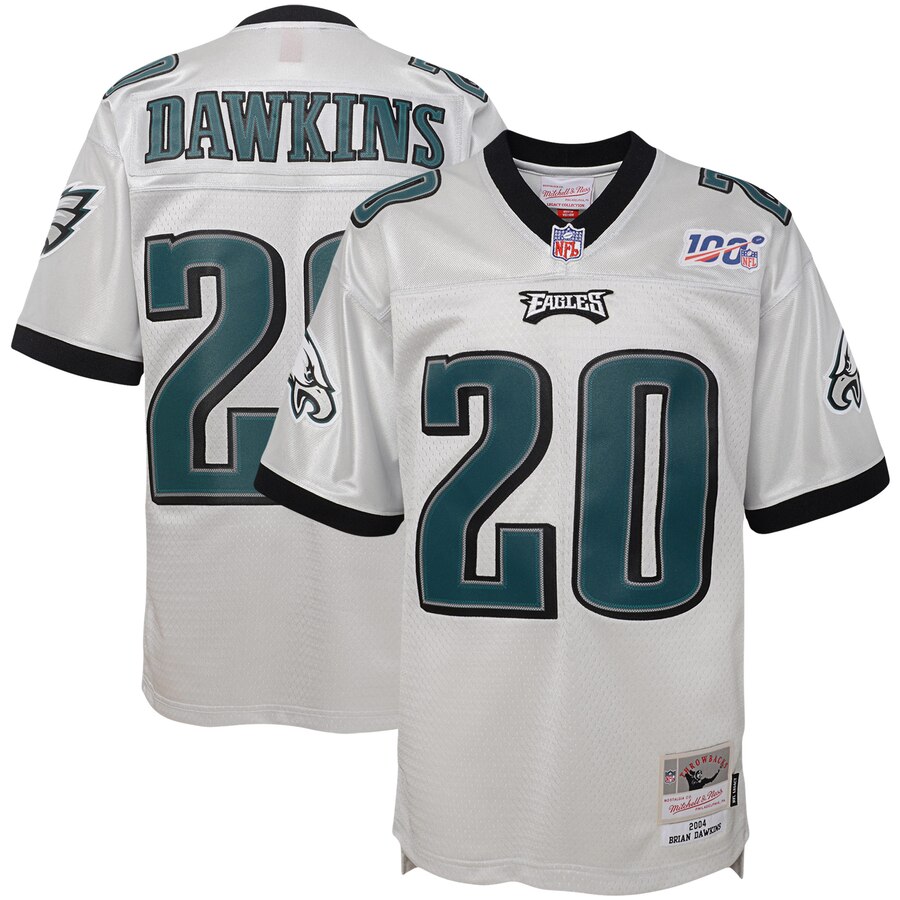 Youth Philadelphia Eagles #20 Brian Dawkins Mitchell & Ness Platinum 100 Retired Player Legacy Jersey