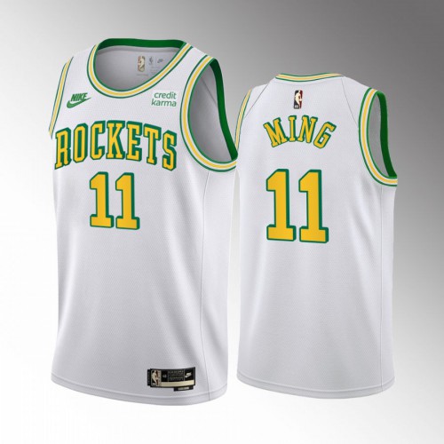 Houston Rockets #11 Yao Ming Mens White 2022-23 Classic Edition Jersey Mens