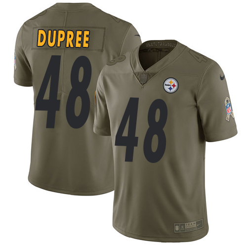 Pittsburgh Steelers #48 Bud Dupree Olive Youth Stitched Limited 2017 Salute to Service Jersey Youth