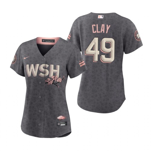 Washington Washington Nationals #49 Sam Clay Women's Gray 2022 City Connect Replica Jersey Womens