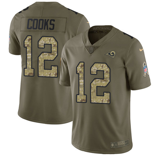 Los Angeles Rams #12 Brandin Cooks Olive/Camo Men's Stitched Limited 2017 Salute To Service Jersey Men's
