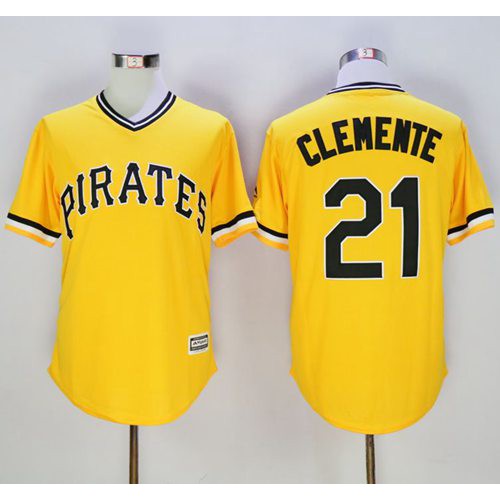 Pittsburgh Pirates #21 Roberto Clemente Gold New Cool Base Stitched Jersey Men's