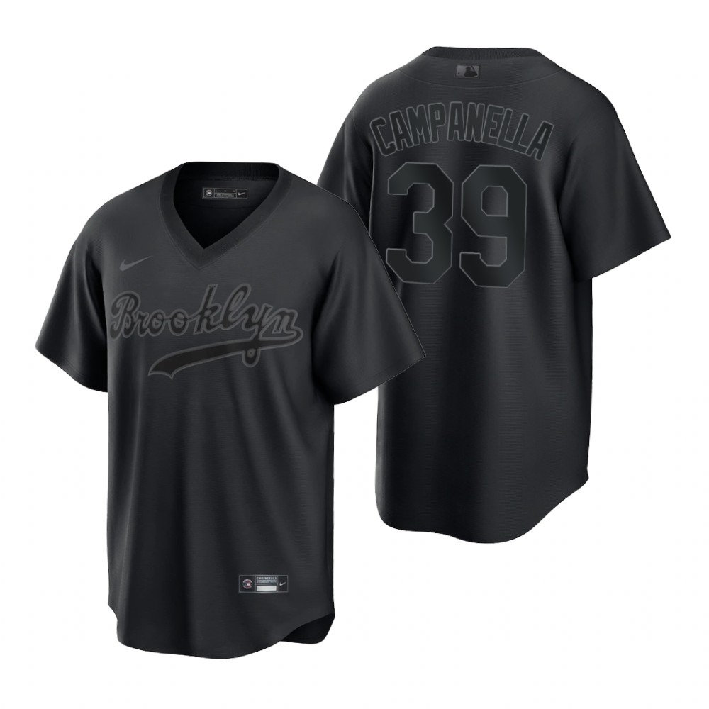 Los Angeles Dodgers #39 Roy Campanella Men's Black Pitch Black Fashion Jersey
