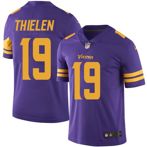 Vikings #19 Adam Thielen Purple Men's Stitched Limited Rush Jersey