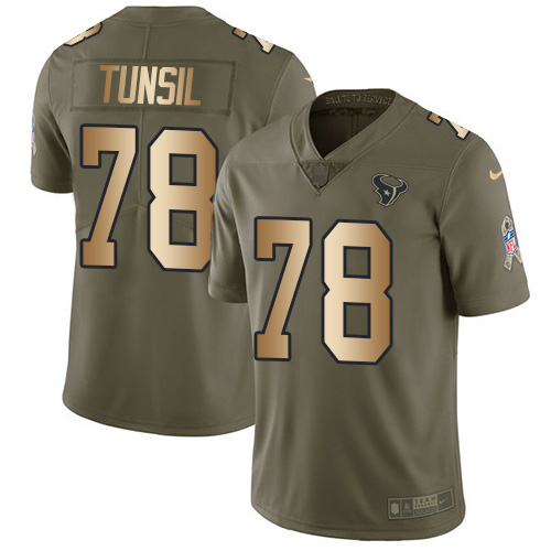 Houston Texans #78 Laremy Tunsil Olive/Gold Youth Stitched Limited 2017 Salute To Service Jersey Youth