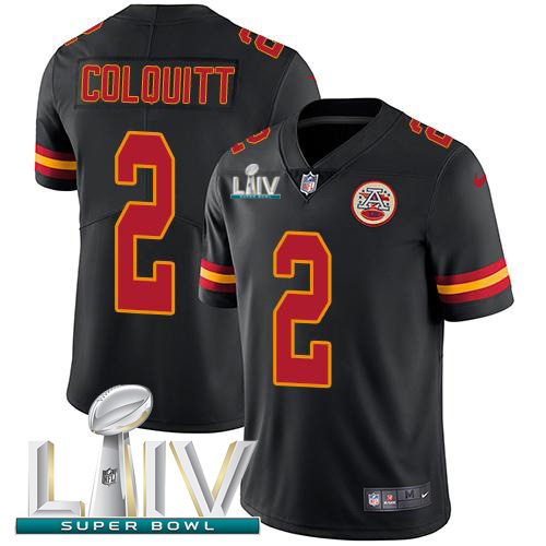 Kansas City Chiefs #2 Dustin Colquitt Black Super Bowl LIV 2020 Youth Stitched Limited Rush Jersey Youth