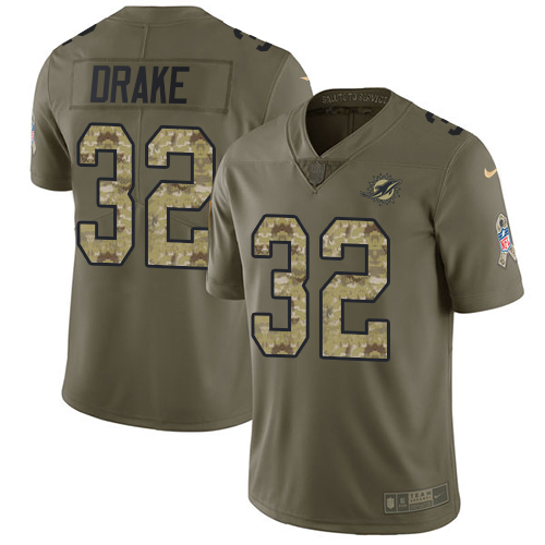 Miami Dolphins #32 Kenyan Drake Olive/Camo Men's Stitched Limited 2017 Salute To Service Jersey Men's