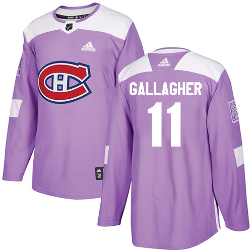 Adidas Montreal Canadiens #11 Brendan Gallagher Purple Authentic Fights Cancer Stitched Jersey Men's