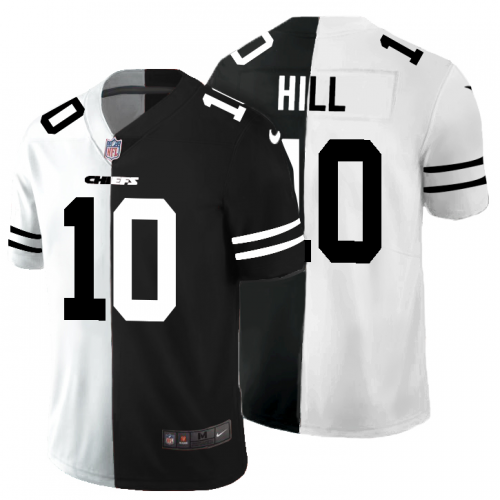 Kansas City Kansas City Chiefs #10 Tyreek Hill Men's Black V White Peace Split Vapor Untouchable Limited Jersey Men's