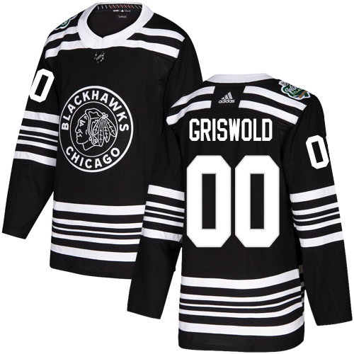 Adidas Chicago Blackhawks #00 Clark Griswold Black Authentic 2019 Winter Classic Stitched Jersey Men's