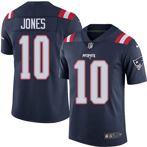 Patriots #10 Mac Jones Navy Blue Men's Stitched Limited Rush Jersey