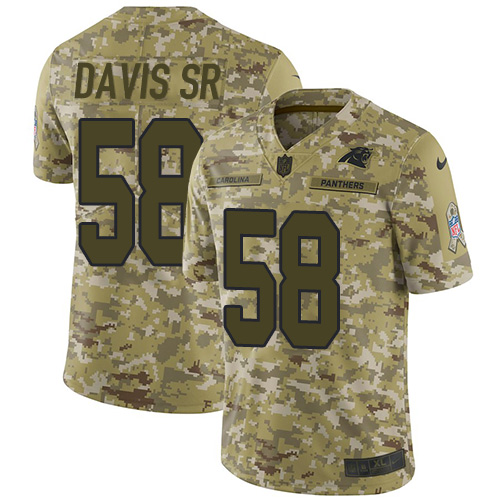 Carolina Panthers #58 Thomas Davis Sr Camo Men's Stitched Limited 2018 Salute To Service Jersey Men's