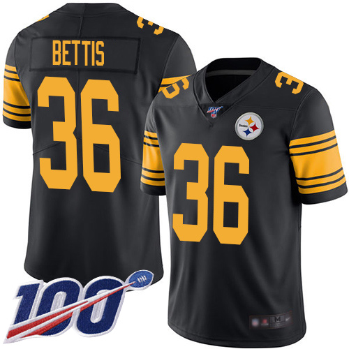 Steelers #36 Jerome Bettis Black Men's Stitched Limited Rush 100th Season Jersey