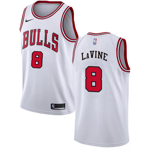 Chicago Bulls #8 Zach LaVine White Womens Swingman Association Edition Jersey Womens