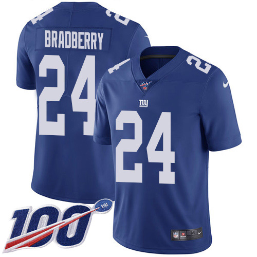 New York Giants #24 James Bradberry Royal Blue Team Color Men's Stitched 100th Season Vapor Untouchable Limited Jersey Men's