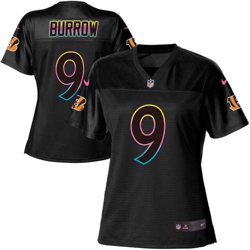 Bengals #9 Joe Burrow Black Women's Fashion Game Jersey