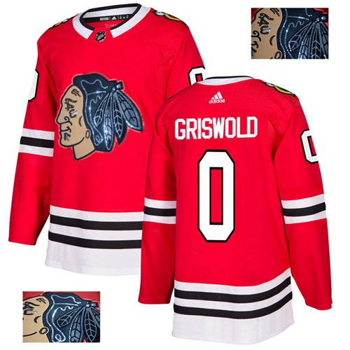 Adidas Chicago Blackhawks #00 Clark Griswold Red Home Authentic Fashion Gold Stitched Jersey Men's