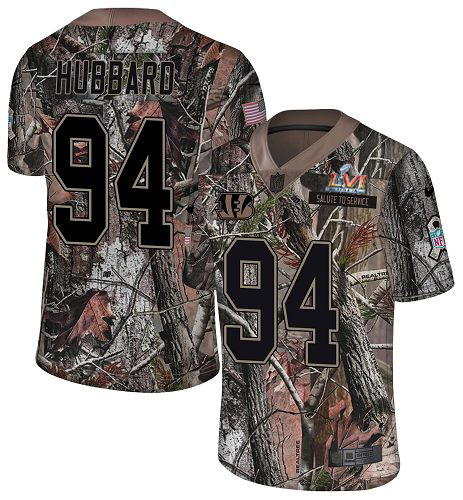 Bengals #94 Sam Hubbard Camo Super Bowl LVI Patch Youth Stitched Limited Rush Realtree Jersey