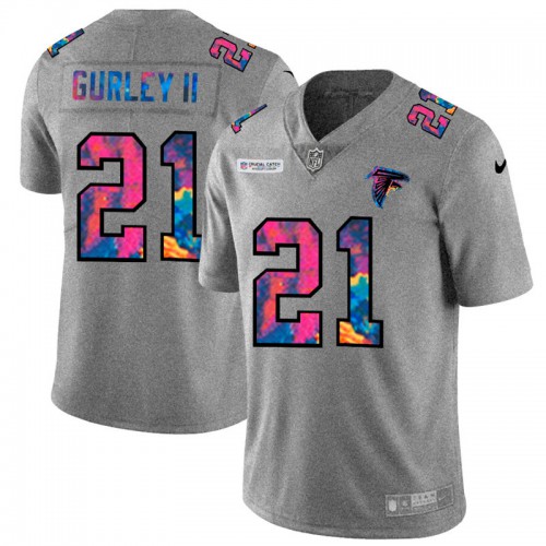 Atlanta Atlanta Falcons #21 Todd Gurley II Men's Multi-Color 2020 Crucial Catch Jersey Greyheather Men's