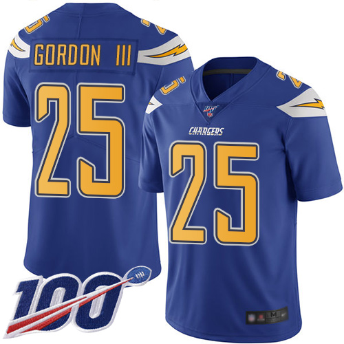 Los Angeles Chargers #25 Melvin Gordon III Electric Blue Youth Stitched Limited Rush 100th Season Jersey Youth
