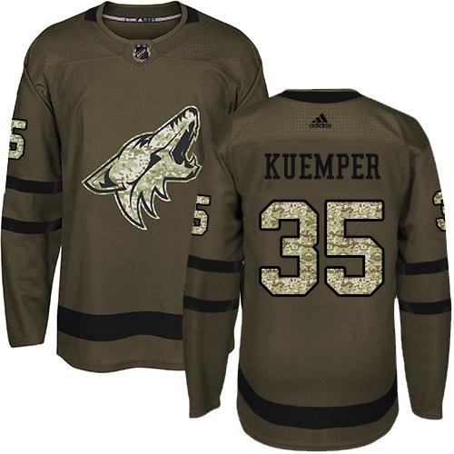 Adidas Arizona Coyotes #35 Darcy Kuemper Green Salute to Service Stitched Jersey Men's