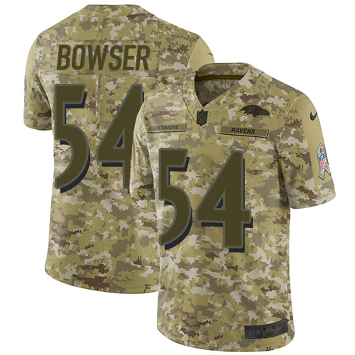 Baltimore Ravens #54 Tyus Bowser Camo Men's Stitched Limited 2018 Salute To Service Jersey Men's
