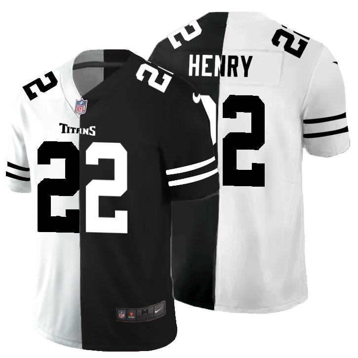 Tennessee Titans #22 Derrick Henry Men's Black V White Peace Split Vapor Untouchable Limited Jersey