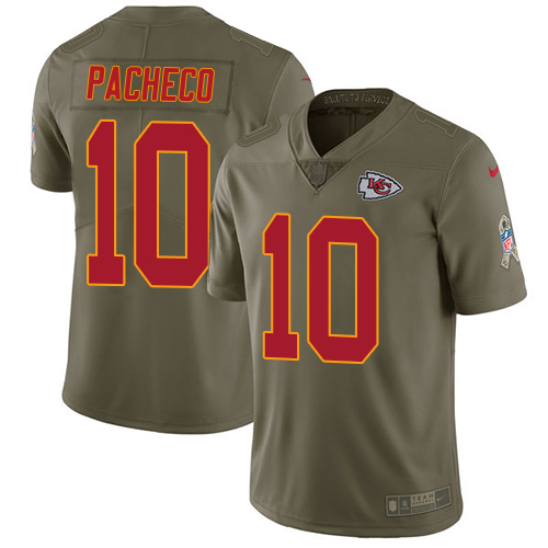 Chiefs #10 Isiah Pacheco Olive Men's Stitched Limited 2017 Salute To Service Jersey