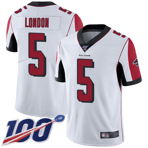 Falcons #5 Drake London White Men's Stitched 100th Season Vapor Untouchable Limited Jersey