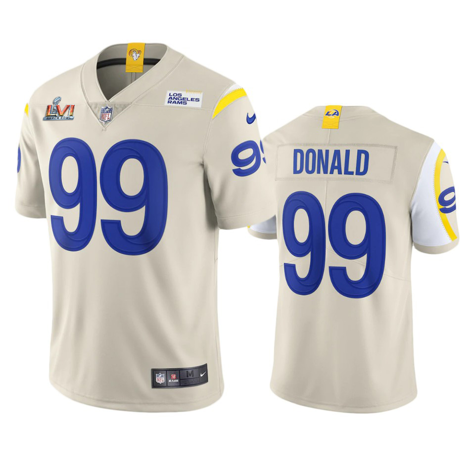 Los Angeles Rams #99 Aaron Donald Men's Super Bowl LVI Patch Vapor Limited Jersey - Bone