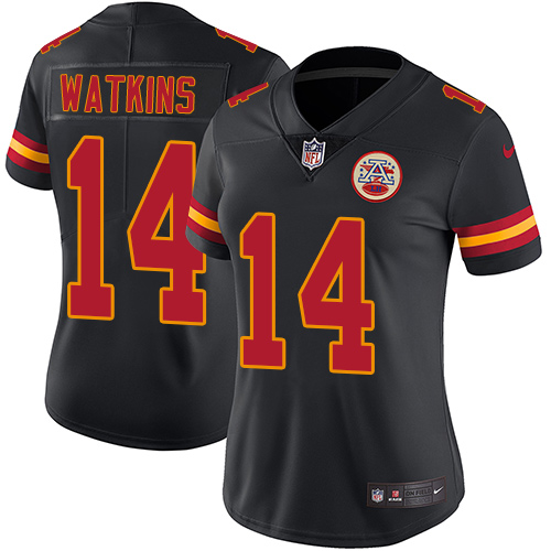 Kansas City Chiefs #14 Sammy Watkins Black Women's Stitched Limited Rush Jersey Womens
