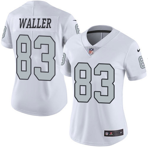 Raiders #83 Darren Waller White Women's Stitched Limited Rush Jersey