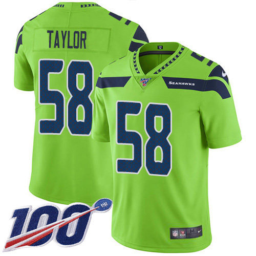 Seattle Seahawks #58 Darrell Taylor Green Men's Stitched Limited Rush 100th Season Jersey Men's