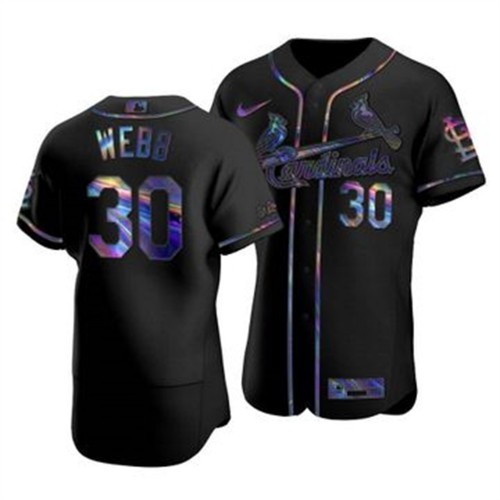 St. Louis St.Louis Cardinals #30 Tyler Webb Men's Iridescent Holographic Collection Jersey - Black Men's