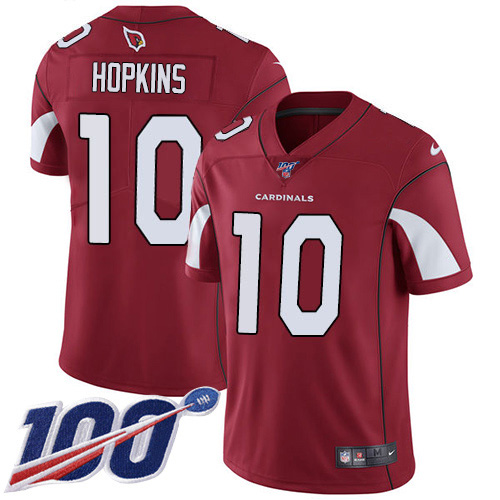 Cardinals #10 DeAndre Hopkins Red Team Color Men's Stitched 100th Season Vapor Untouchable Limited Jersey
