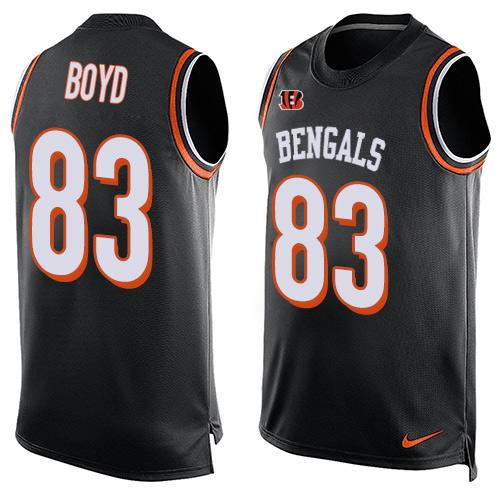 Bengals #83 Tyler Boyd Black Team Color Men's Stitched Limited Tank Top Jersey