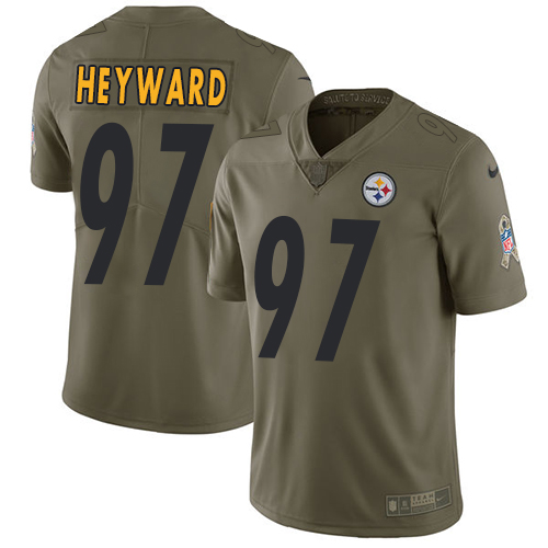 Pittsburgh Steelers #97 Cameron Heyward Olive Youth Stitched Limited 2017 Salute to Service Jersey Youth