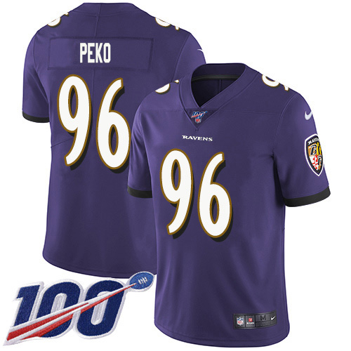 Baltimore Ravens #96 Domata Peko Sr Purple Team Color Men's Stitched 100th Season Vapor Untouchable Limited Jersey Men's
