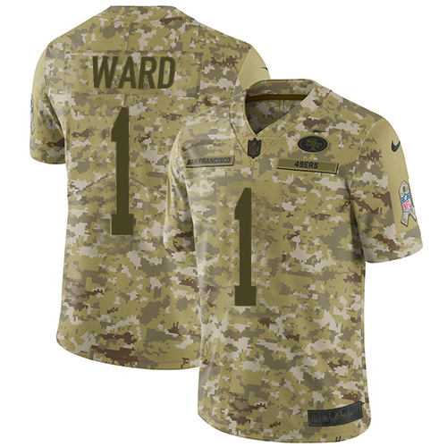 49ers #1 Jimmie Ward Camo Men's Stitched Limited 2018 Salute To Service Jersey