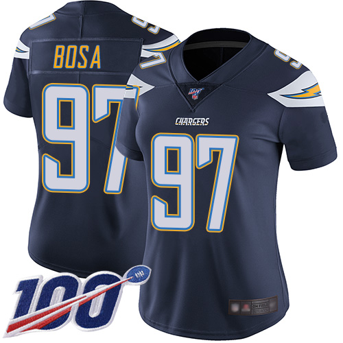 Chargers #97 Joey Bosa Navy Blue Team Color Women's Stitched 100th Season Vapor Limited Jersey